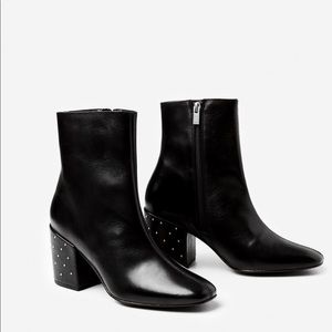 The Kooples Smooth Black Leather Ankle Boot
